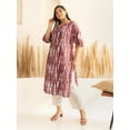 thumbnail image 1 of XL LOVE By Janasya Indian Women's Plus Size Light Brown Cotton Tie-dye Printed Straight Kurta, 1 of 5