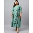 thumbnail image 1 of XL LOVE By Janasya Women's Blue Rayon Crepe Printed Flared Western Dress, 1 of 7