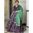 thumbnail image 1 of XL LOVE By Janasya Women's Purple Georgette Embellished Skirt Blouse Scarf, 1 of 5