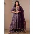 thumbnail image 1 of XL LOVE By Janasya Women's Voilet Cotton Floral Printed Plus Size Pant Set with Scarf, 1 of 7