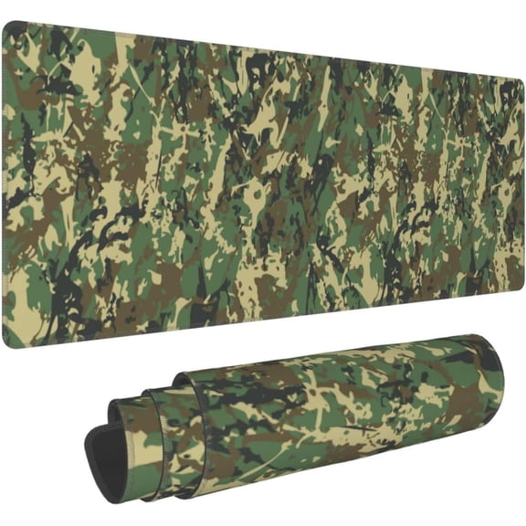 XL Large Gaming Mouse Pad, Abstract Military Camouflage Full Desk Mousepad with Stitched, Long Non-Slip Base Camo Keyboard Pad, PC Laptop Computer Mat Gifts for Women Office Decor, 31.5 * 11.8 in