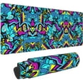 thumbnail image 1 of XL Large Gaming Mouse Pad with Stitched Edges, Psychedelic Graffiti Extended Mousepad with Non-Slip, Long Waterproof Keyboard Pad Mouse Mat for Computer Laptop for Gamer Office Decor, 31.5*11.8 in, 1 of 6