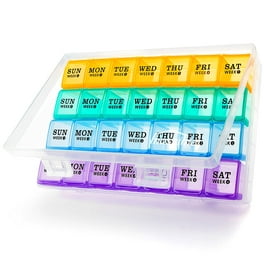 Mossime Metal Pill Organizer Weekly, BPA Free 7 Day Daily Medicine