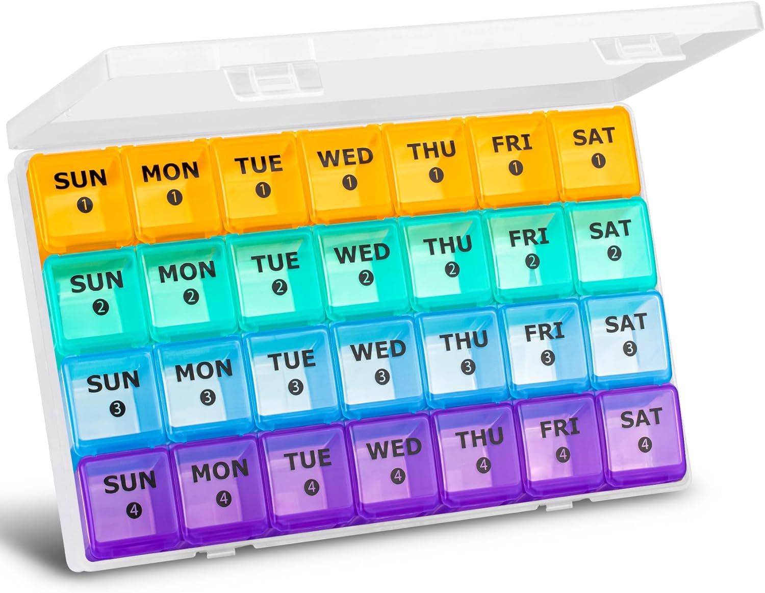 XL Large Monthly Pill Organizer 4 Weeks, 28 Day Pill Organizer Weekly ...