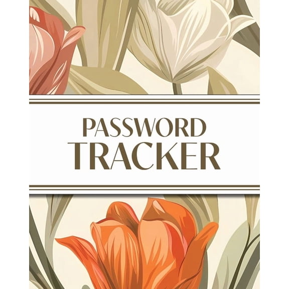 XL Large Print Password Tracker (Autumnal Warm Tone Tulips): 8"x10" 450+ Alphabetical Password Logbook for Eas, (Paperback)