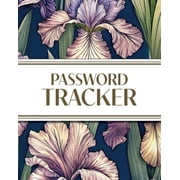 XL Large Print Password Tracker Purple Irises on Navy 8"x10" 450+ Alphabetical Password Logbook for Easy Or, Paperback