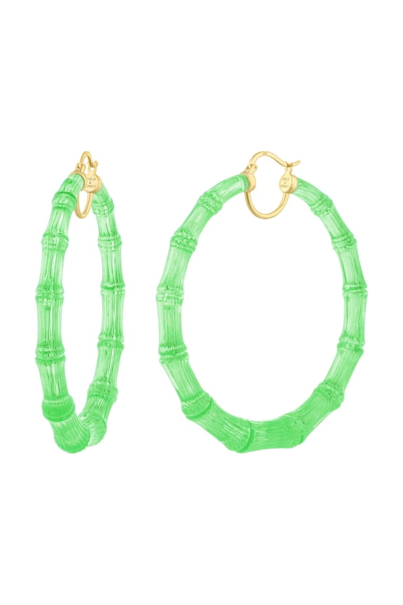 XL Lime Green Lucite Bamboo Hoops