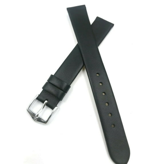 XL Long 18mm Black Classic Smooth Leather Watch Band