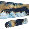 thumbnail image 1 of XL Marble Large Mouse Pad, Extended Cute Gaming Mousepad with Stitched Edges, Big Long Mousepad Makeup Desk Mat for Laptop, Keyboard, Computer for Decor Women Office, (Blue and Gold, 31.5*11.8 in), 1 of 6
