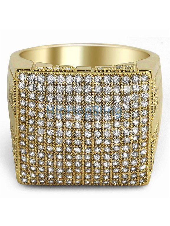 XL Mega Icey Gold CZ Micro Pave Bling Bling Ring (8)