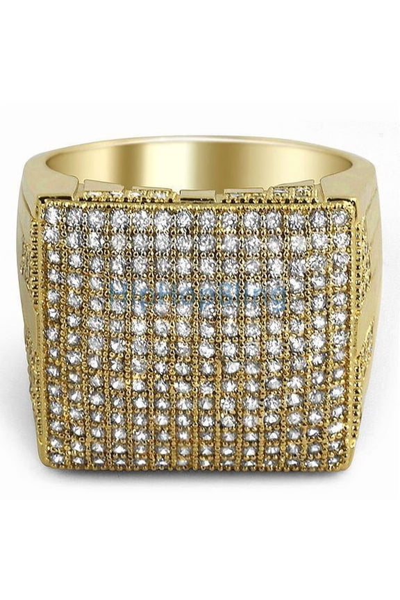XL Mega Icey Gold CZ Micro Pave Bling Bling Ring (8)