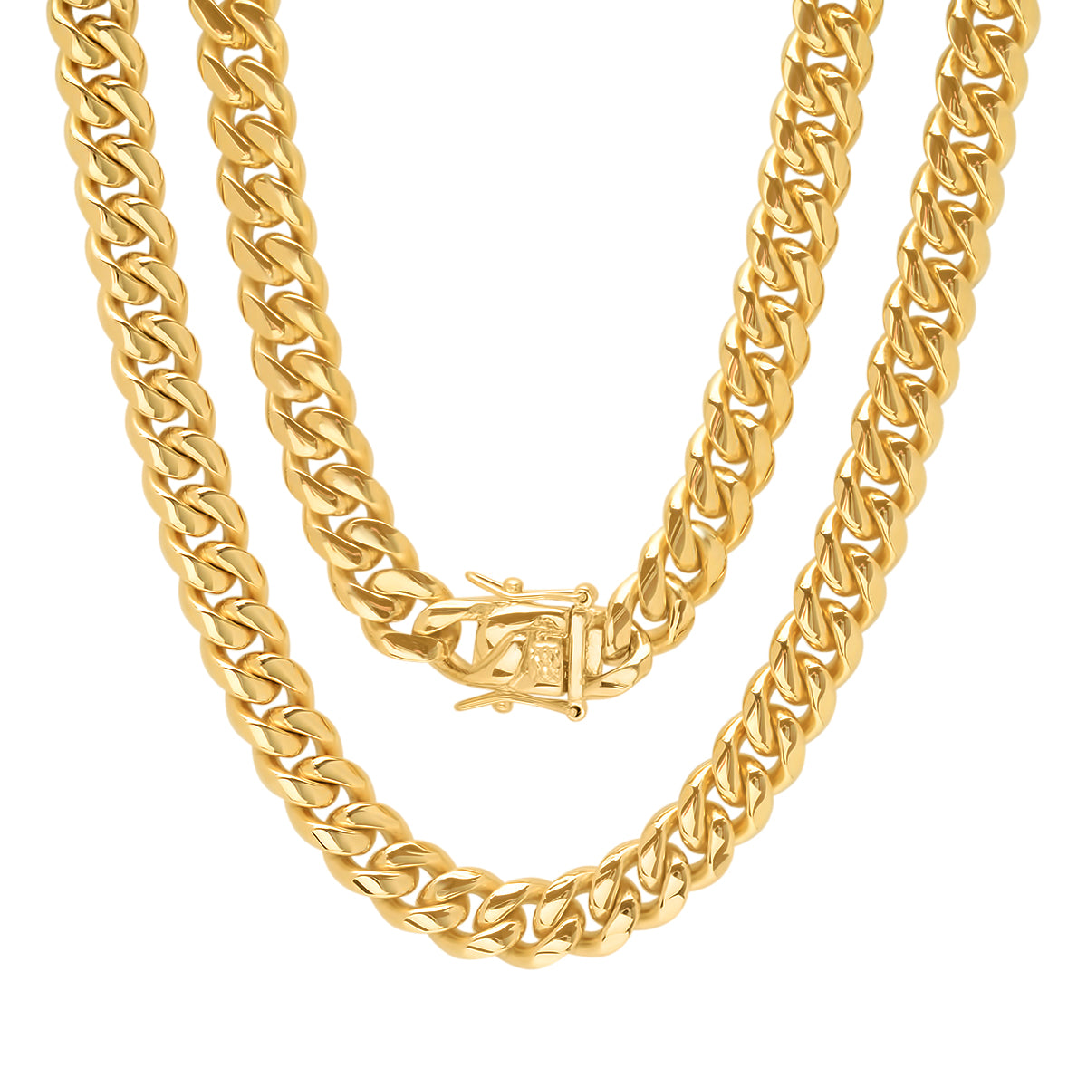 Guadalupe Virgin Mary Pendant With 18 Inch Iced Box Lock Cuban Choker Necklace – Gold