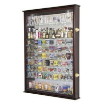 XL Mirror Backed and 11 Glass Shelves Shot Glasses Display Case Cabinet