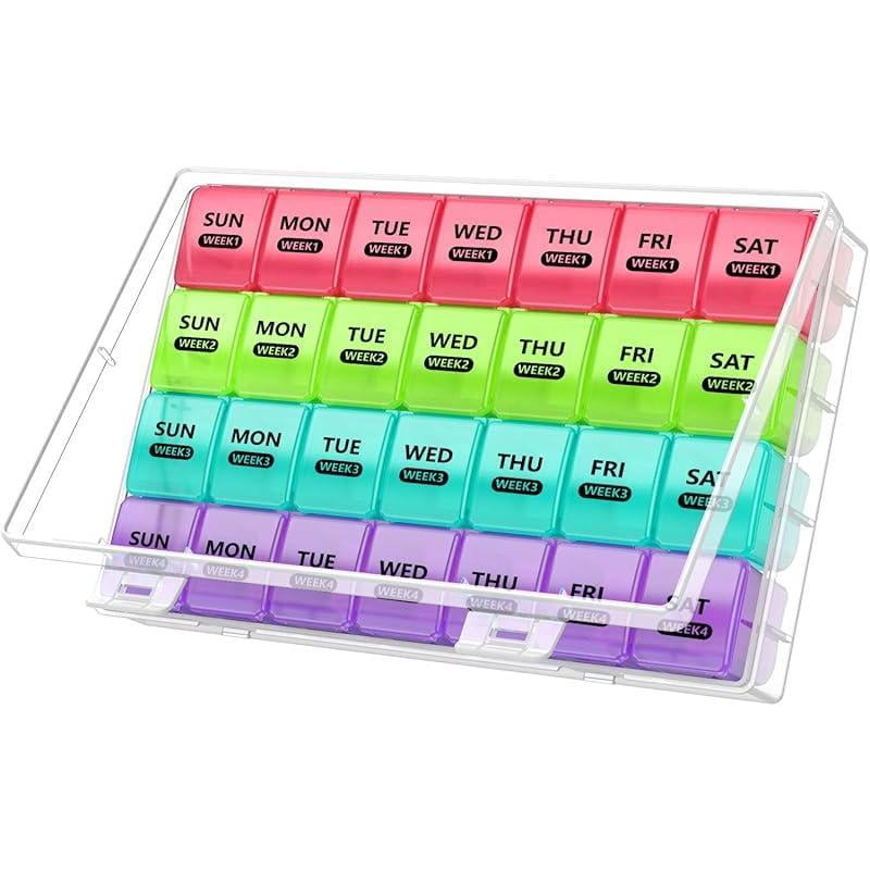 XL Monthly Pill Organizer 1 Time a Day with Dust-Proof Case, Extra ...
