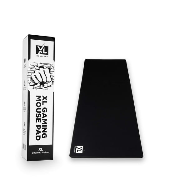 XL Mouse Pad - Large Extended Gaming Desk Mousepad (800x300x3mm) - Nonslip Rubber Base and Water Spill Resistant Desktop Keyboard Mouse Mat - Anti-Fray Cloth - Black
