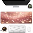 thumbnail image 1 of XL Mouse Pad,Rose Pink Glitter Large Gaming Mouse Pad,Gold Sparkles Desk Mat for Desktop,Extended Big Computer Keyboard Desk Pad with Non-Slip Base and Stitched Edge 31.5"x11.8", 1 of 1