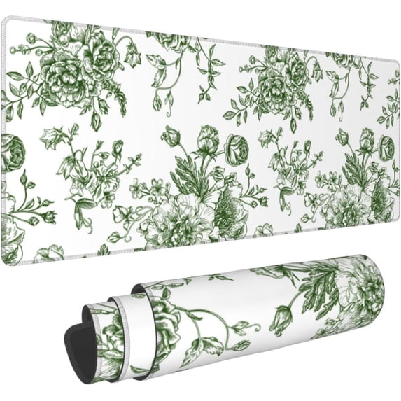 XL Mouse pad,Green Desk mat,Green Mouse pad,Green Desk Accessories,Botanical Decor,Floral Mouse pad,Olive Green Mouse Pad,Green Office Supplies,31.5 * 11.8 Inches