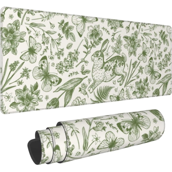 XL Mouse pad,Green Desk mat,Green Mouse pad,Botanical Decor,Floral Mouse pad,Green Office Supplies,Large Mouse Pad,Desk Accessories for Women,11.8 * 31.5 Inches