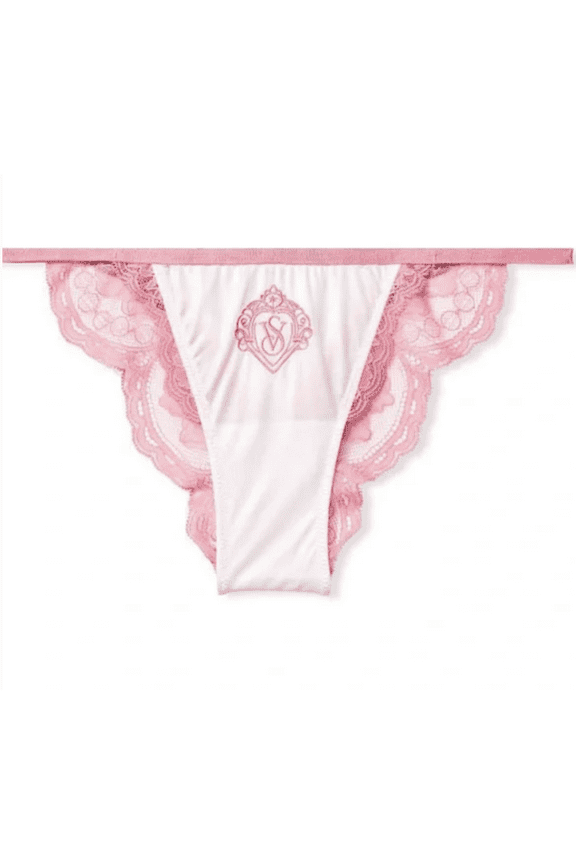 XL New Victorias Secret String Bikini Brazilian panty Silky Satin Lace Back XL