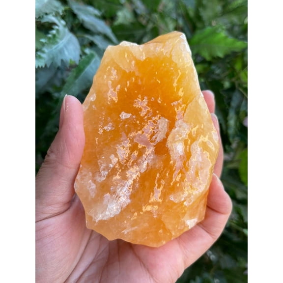 XL Orange Calcite Raw Stone, 3-4" Natural Calcite Healing Crystal (Orange Calcite, 0.5-1 lb)
