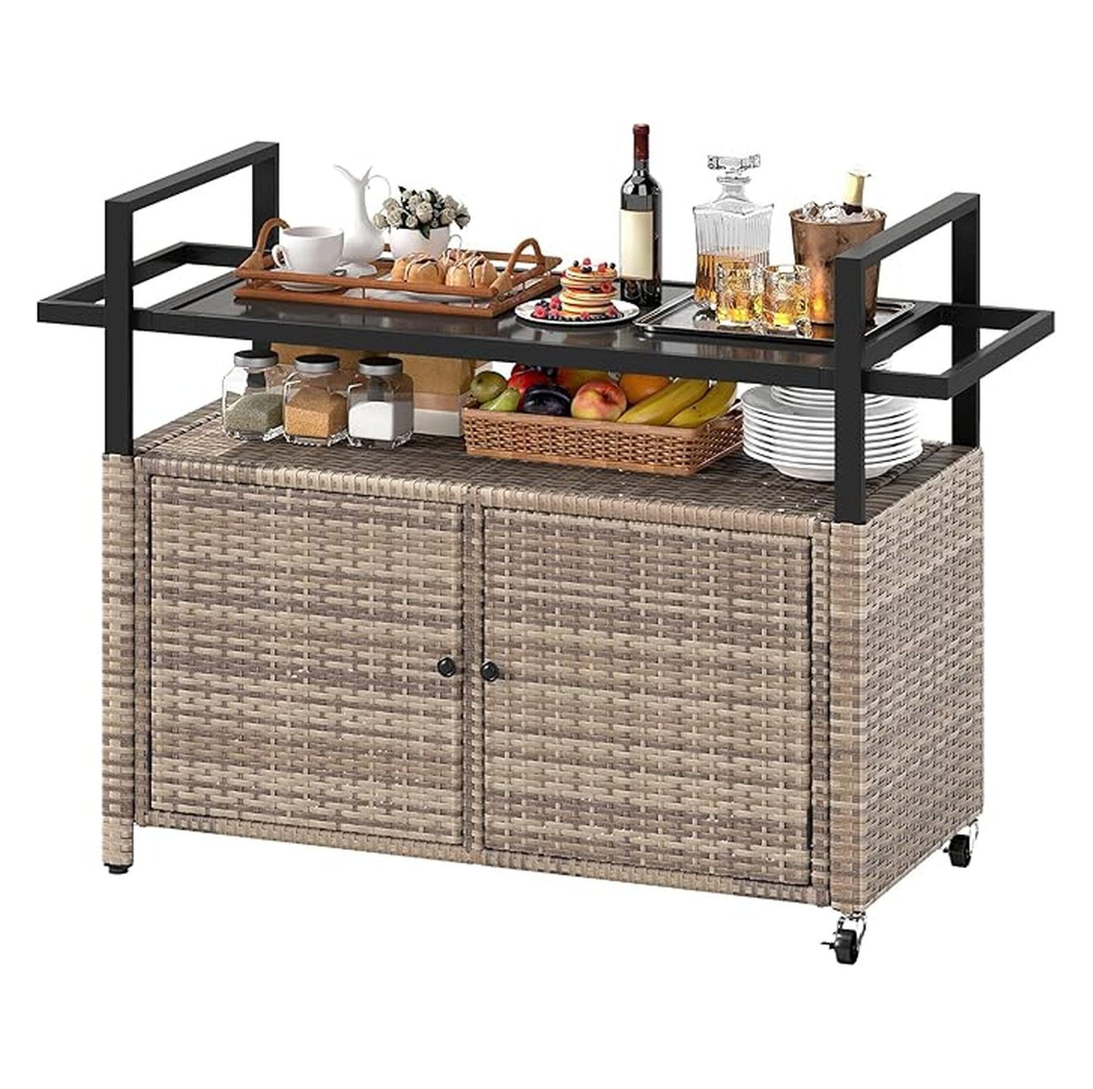 XL Outdoor Storage Storage Table with Glass Top, Bar — free download