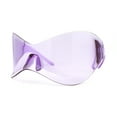 thumbnail image 1 of XL Oversized Duckbill Curved Wrap Rimless Shield Plastic Sunglasses Purple, 1 of 4