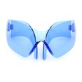 thumbnail image 1 of XL Oversized Rimless Shield Futuristic Wrap 80s Funky Robotic Sunglasses Blue, 1 of 8