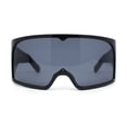 thumbnail image 1 of XL Oversized Shield Rectangle Super Thick Temple Plastic Sport Sunglasses All Black, 1 of 4