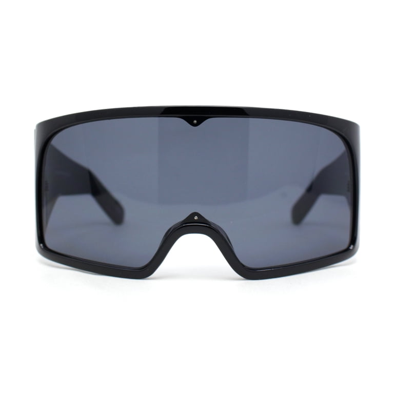 Unisex Black Oversized Shield Sunglasses with Logo Temples Versace - Sunglasses Shield Medusa Icon - Black - Sunglasses  main image 2