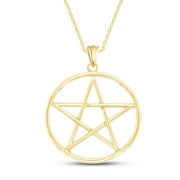 XL Pentagram Pendant Necklace In 14K Yellow Gold Plated 925 Sterling Silver 18" Rope Chain