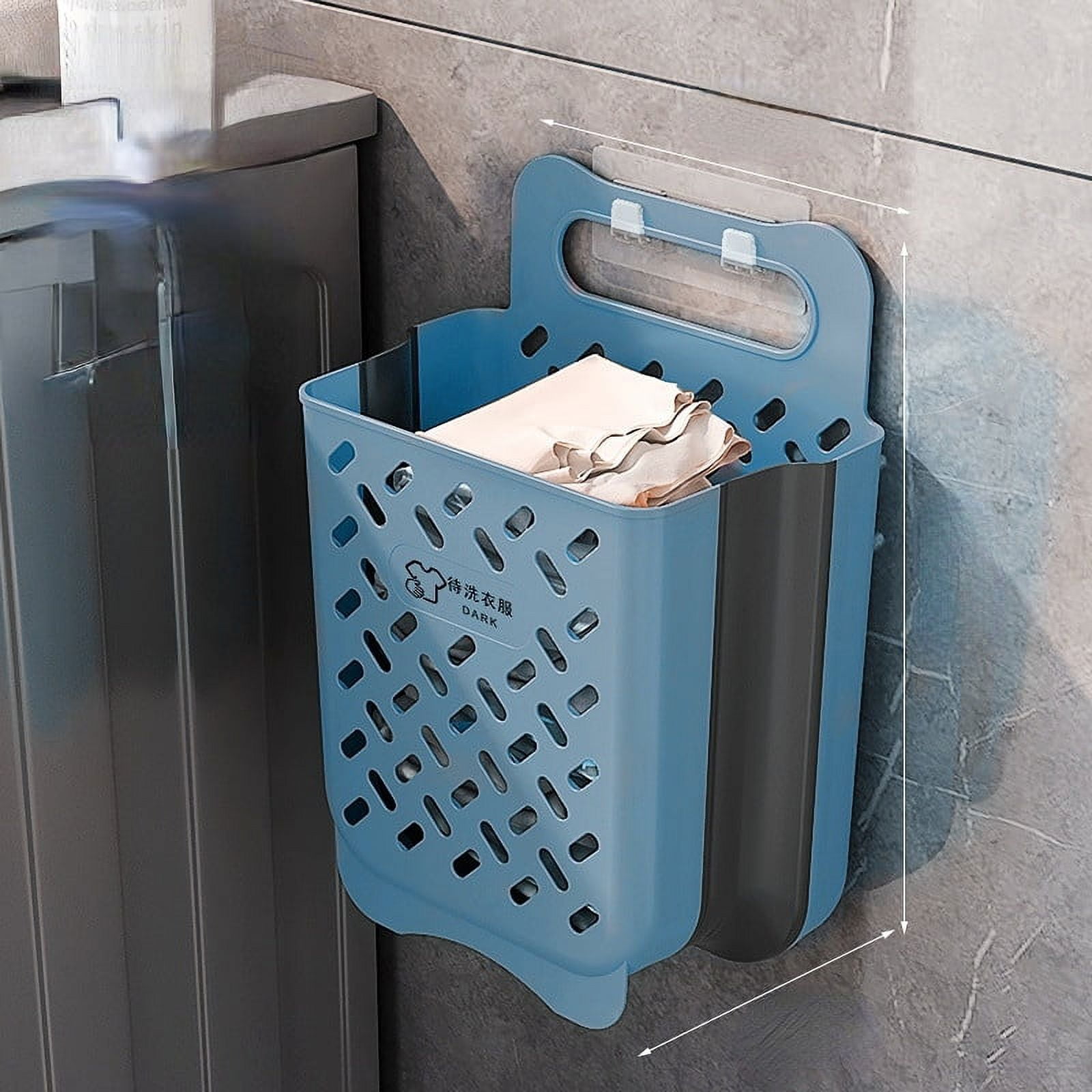 XL Plastic Collapsible Hanging Laundry Basket with Carry Handle, Space