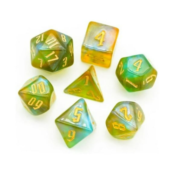 Foam Brain Games XL Poly Set - Green and Gold Spell Casting w/Gold (7) New