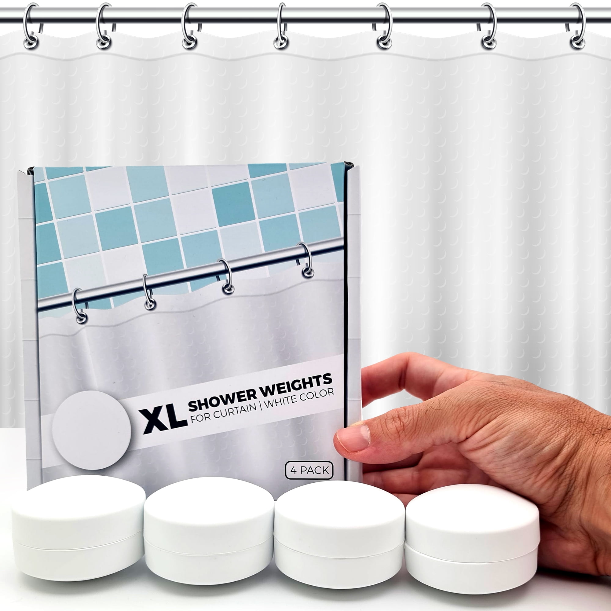 XL Powerful AntiBillowing Shower Curtain Weights for Splash
