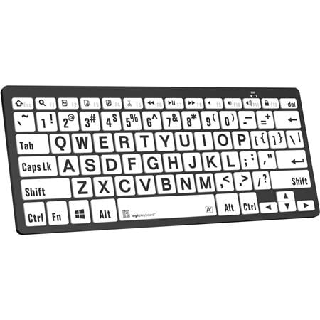 Logickeyboard LargePrint Black on White - PC Bluetooth Mini Keyboard for PC; Part # LKB-LPBW-BTPC-US