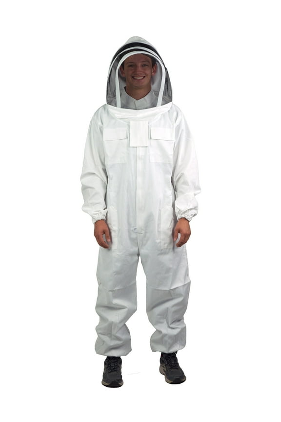 XL Professional Cotton Full Body Beekeeping Bee Keeping Suit, with Veil Hood