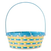 Round Bamboo Basket, Blue and Yellow, 13.5" x 16", Easter by Way To Celebrate