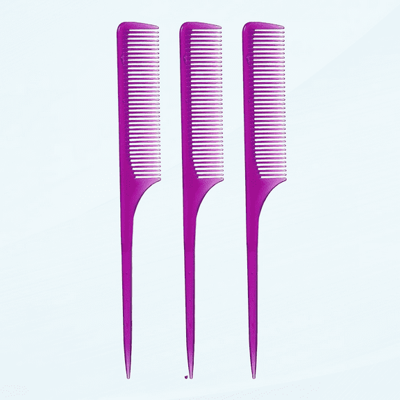 XL Rat Tail Combs Wide Tooth Comb Detangling Hair Styling Coarse Hair Foiling Thick Back Parting Combs Hairstylist Combs For Women Made In USA 3 Pc.