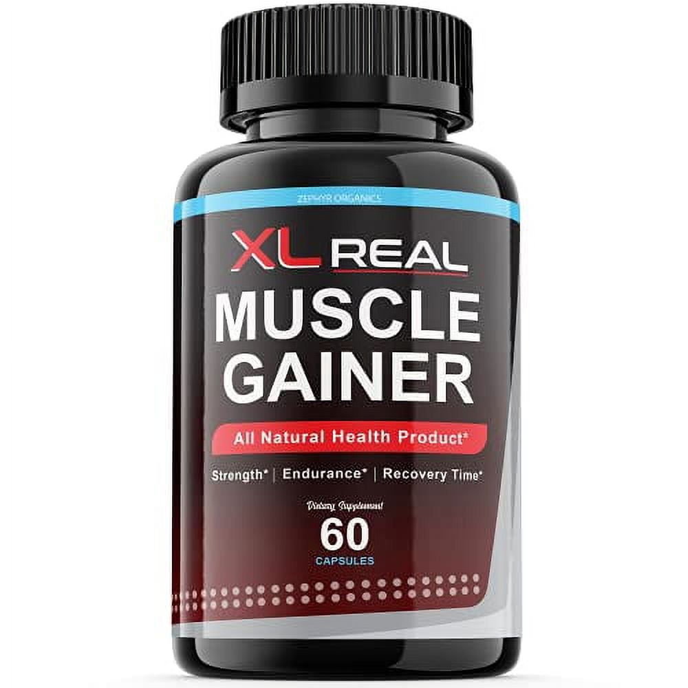 XL Real Muscle Gainer Builder Gain Mass Pills for Men Women, XL Real (60 Capsules)