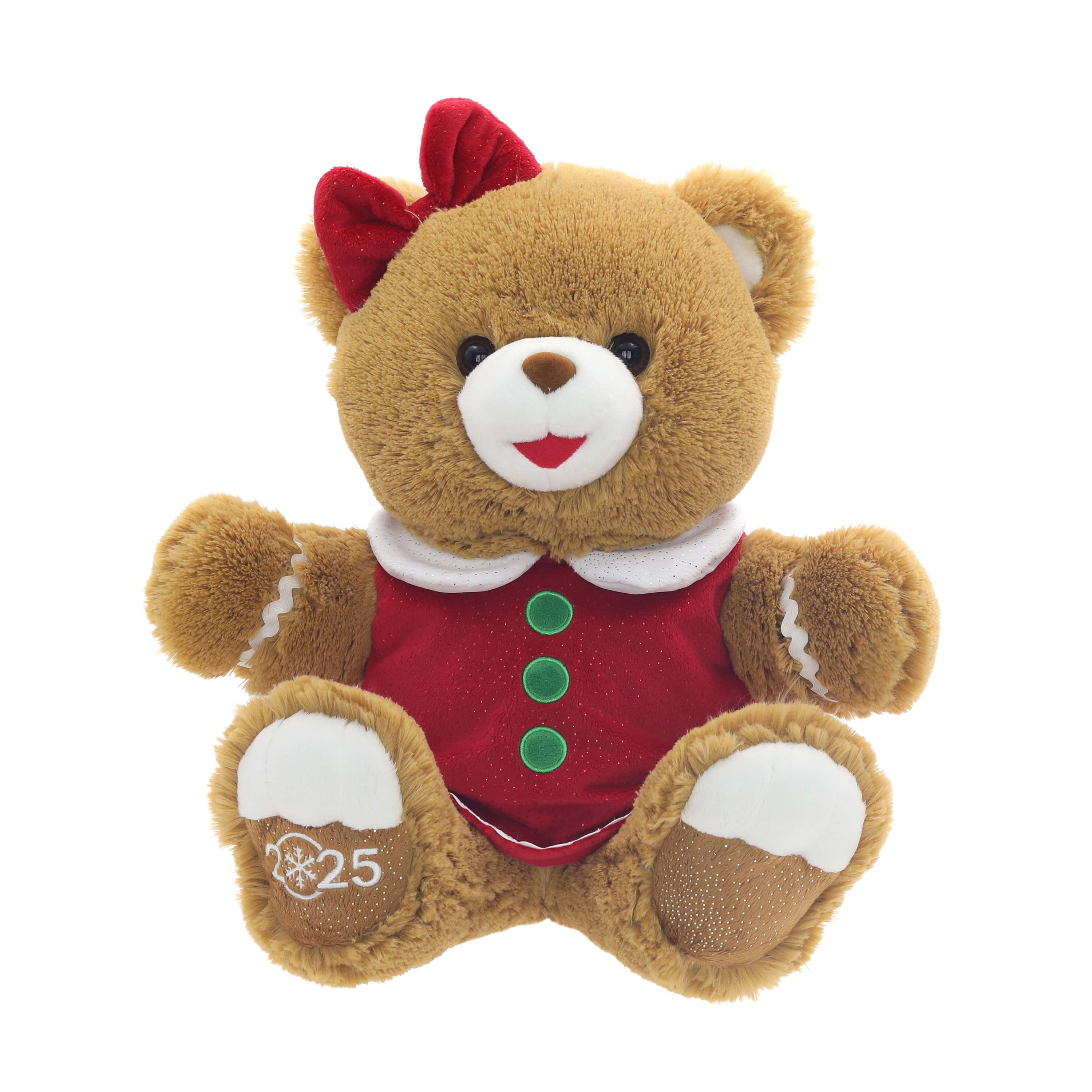 Gingerbread Girl 2025 Teddy Bear Christmas Plush, Brown, 15
