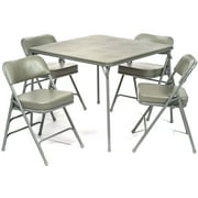 XL Series 5-Piece Folding Card Table and 2 in. Ultra Padded Chair Set, Commercial Quality, Grey