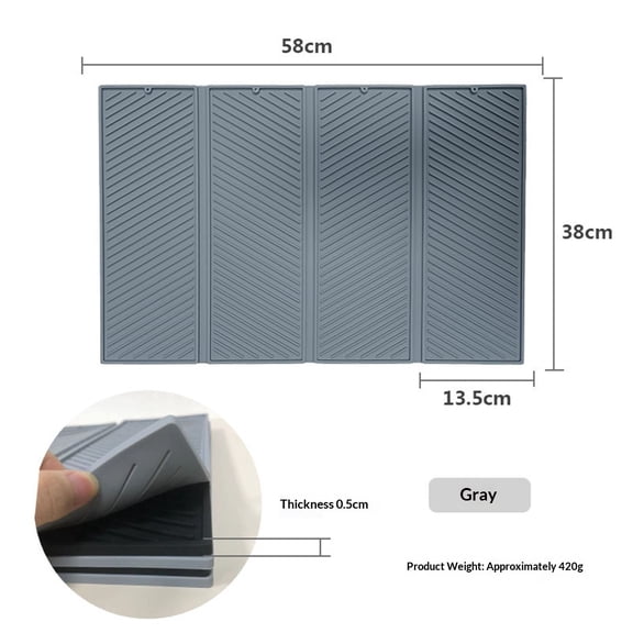 XL Silicone Dish Drying Mat - Large Heat Resistant Non-Slip Foldable Silicone Sink Mat, Quick Dry Silicone Drying Mat for Kitchen Counter, Dish Drying Mats for Kitchen Counter