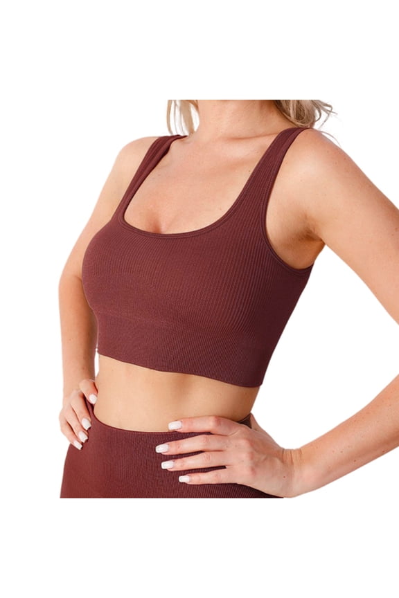 XL Size Coffee Nylon Mesh Yoga Sports Bra Exercise Athletic Breathable with Removable Cups