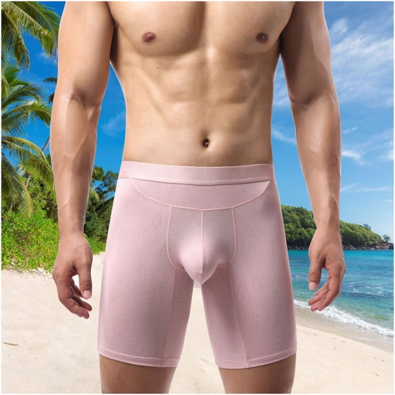 XL Size Men's Pink Boxer Briefs - Cotton Modal Polyester, Contoured Pouch, Breathable, Moisture Wicking, Comfort Waistband, All Day Wear