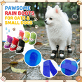 thumbnail image 1 of XL Size Pack of 4 Waterproof Rain Boots with Non-Slip Soft Soles, Secure Fasteners, Stay-on Design for Small Dogs and Cats, Outdoor Walking, Muddy Days, Wet Weather Protection for Pets, 1 of 6