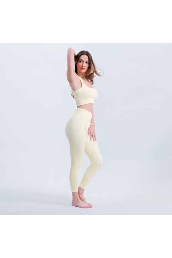 XL Size White 2pcs set Cute Gym Wear Seamless Sports Bra Exercise Athletic Activewear Workout Women's Yoga Pants Leggings