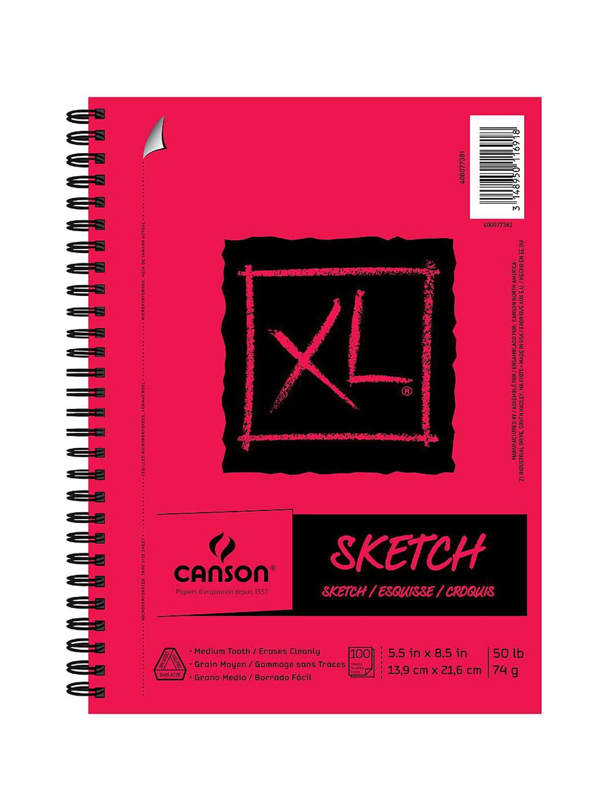 XL Sketch Pads 5.5 in. x 8.5 in., 100 sheets, side wire (pack of 6)