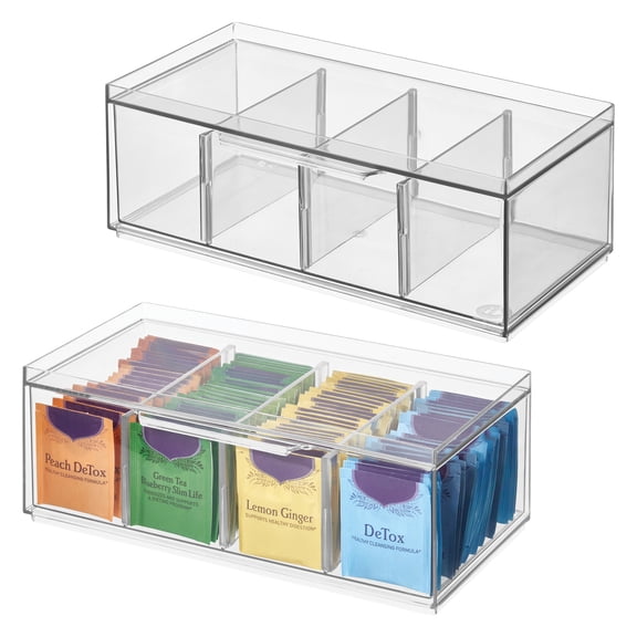 XL Stackable Storage Drawer Organizer for Counter/Cabinet, 4-Section, Clear