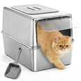 thumbnail image 1 of XL Stainless Steel Litter Box, Metal Cat Litter Box with Lid for Large Cats & Multiple Cats, Odor Control, Anti-Leak & Easy Clean, Rectangle Lid, 1 of 9