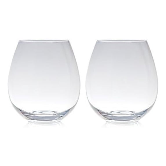 XL Stemless Wine Glasses - Jumbo 2-Pack - Holds Entire Wine Bottle - Oversized Wine Glass Set - Clear Glassware for Parties & Gifts