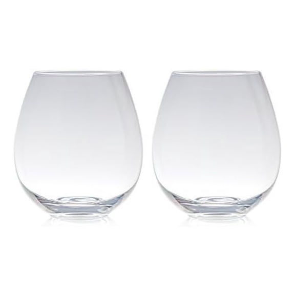 XL Stemless Wine Glasses - Jumbo 2-Pack - Holds Entire Wine Bottle - Oversized Wine Glass Set - Clear Glassware for Parties & Gifts